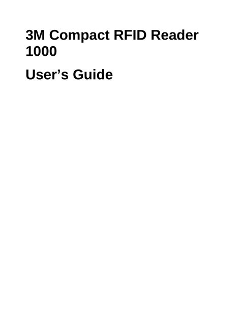 3m compact rfid reader 1000|3M COMPACT RFID READER 1000 USER MANUAL Pdf Download.